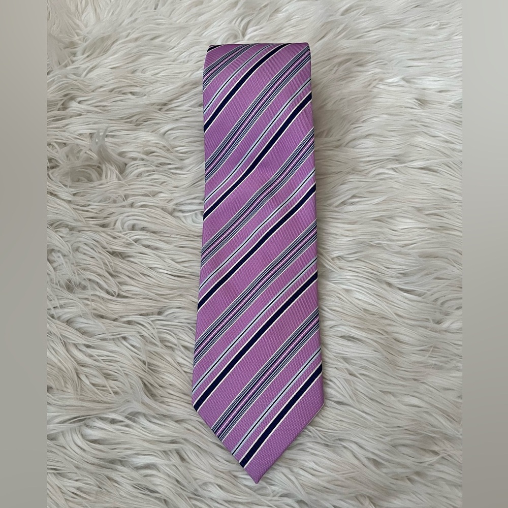 {TailorByrd} Silk Striped Neck Tie Handmade in Italy - Adult One Size